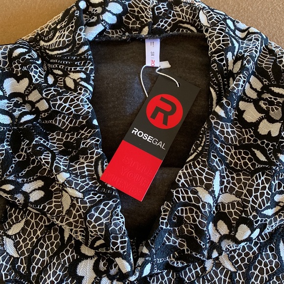 Plus Size Mini Dress Rosegal Top Grey Black/White Lace Blouse Size 3X - Picture 9 of 13